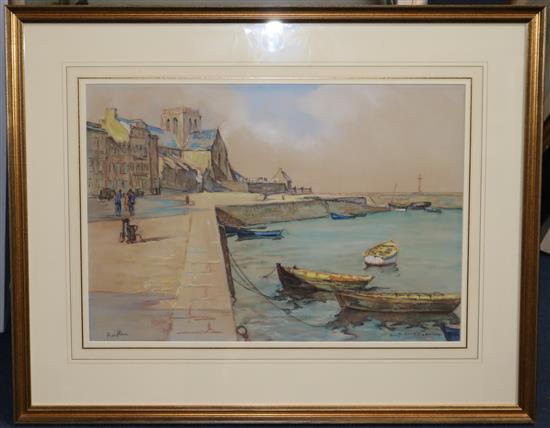 Georges Pierre Guinegault (French b.1893) Barfleur, 14.5 x 21.5in.
